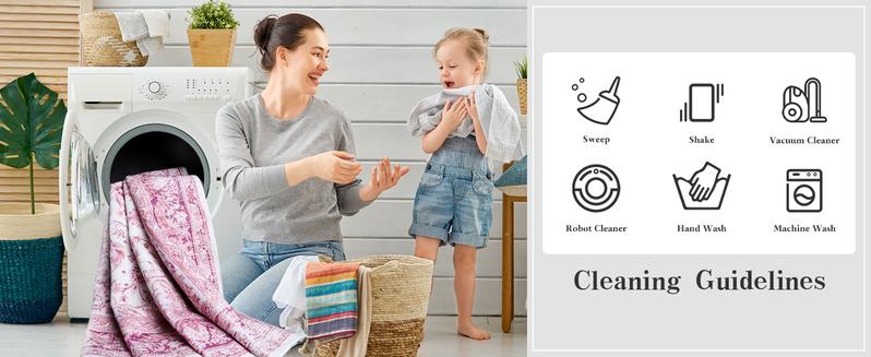 Non-Slip Washable Faux Wool Vintage Boho Rug, Retro Distressed Medallion Carpet 5x7 6x9 ft, Red/Blue Low Pile Soft Mat for Entryway Kitchen Traditional Interiors