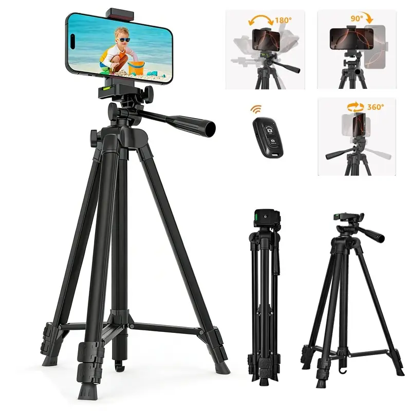 Portable Phone Tripod, Mobile Phone Tripod, Lightweight Phone & Camera Mount Tripod Stand with Remote & Phone Holder, Cellphone Tripod Compatible with iPhone 16 Pro Max/15 Pro/Samsung/DJI/GoPro