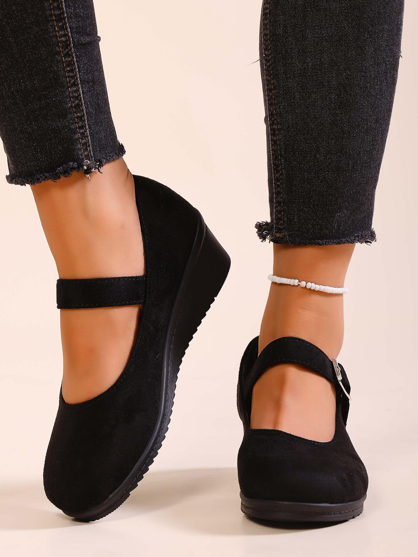 Women's High Heel Single Shoe, Comfortable Round Toe Design, Fashionable Retro Style, Spring & Fall Seasonal Footwear