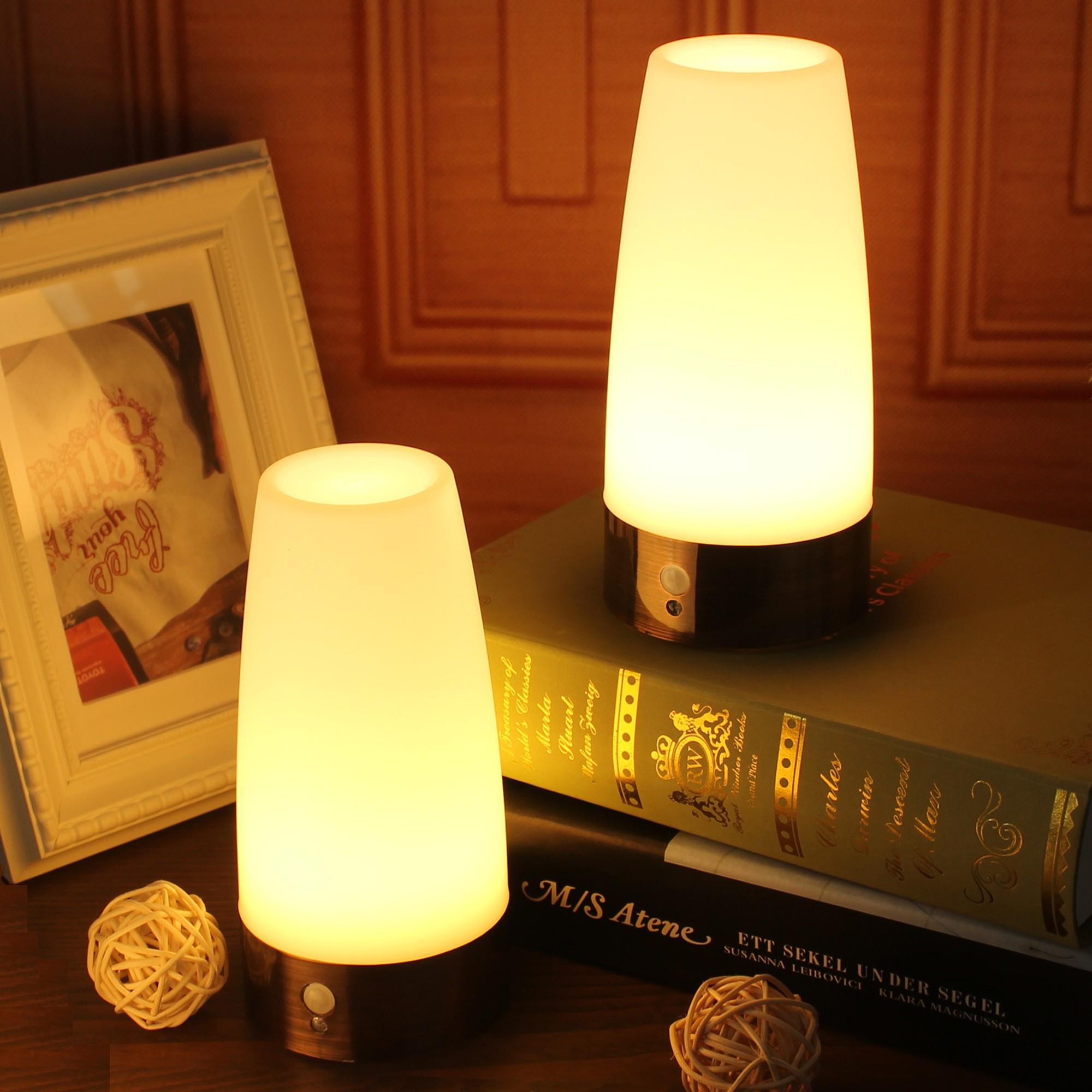 2-Pack Round Motion Sensor Table Lamp Night Light, Uses 3 Aaa Batteries (batteries Not Included), Ideal for Desk Use