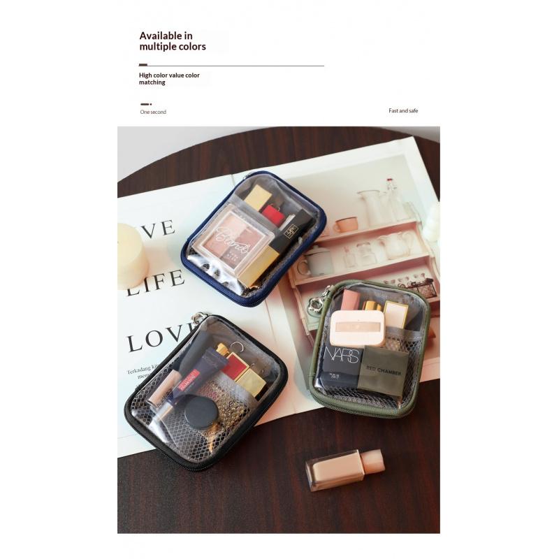 Small Clear Makeup Bag for Purse Travel Cosmetic Case Transparent Toiletry Bag with Zipper, Portable Make Up Organizer Traveling Compact Car Bag for Essentials