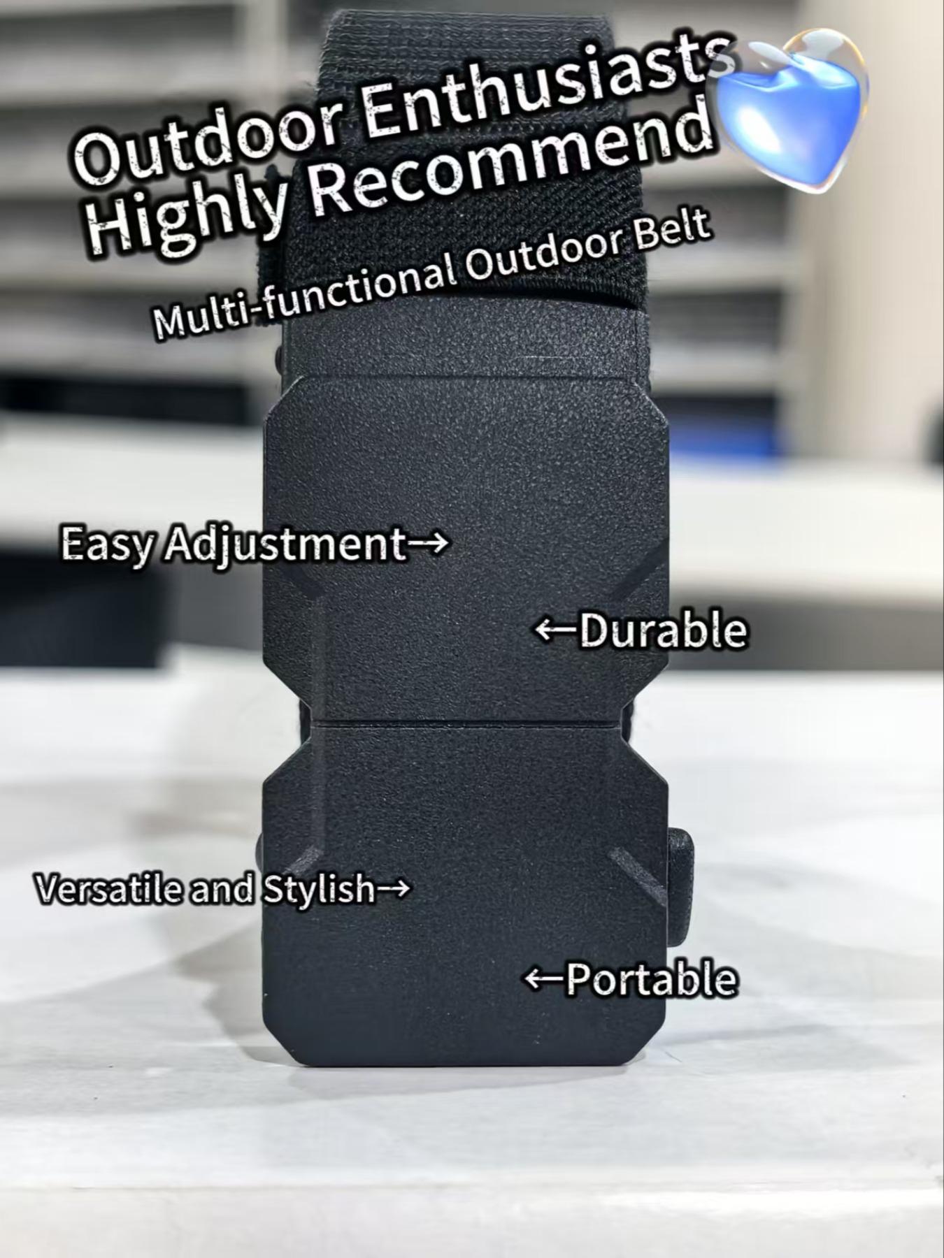 Men's Zipper Nylon Belt with Alloy Buckle, Automatic Stretch Golf Waistband, Outdoor Tactical Hiking Belt, Durable and Comfortable Design