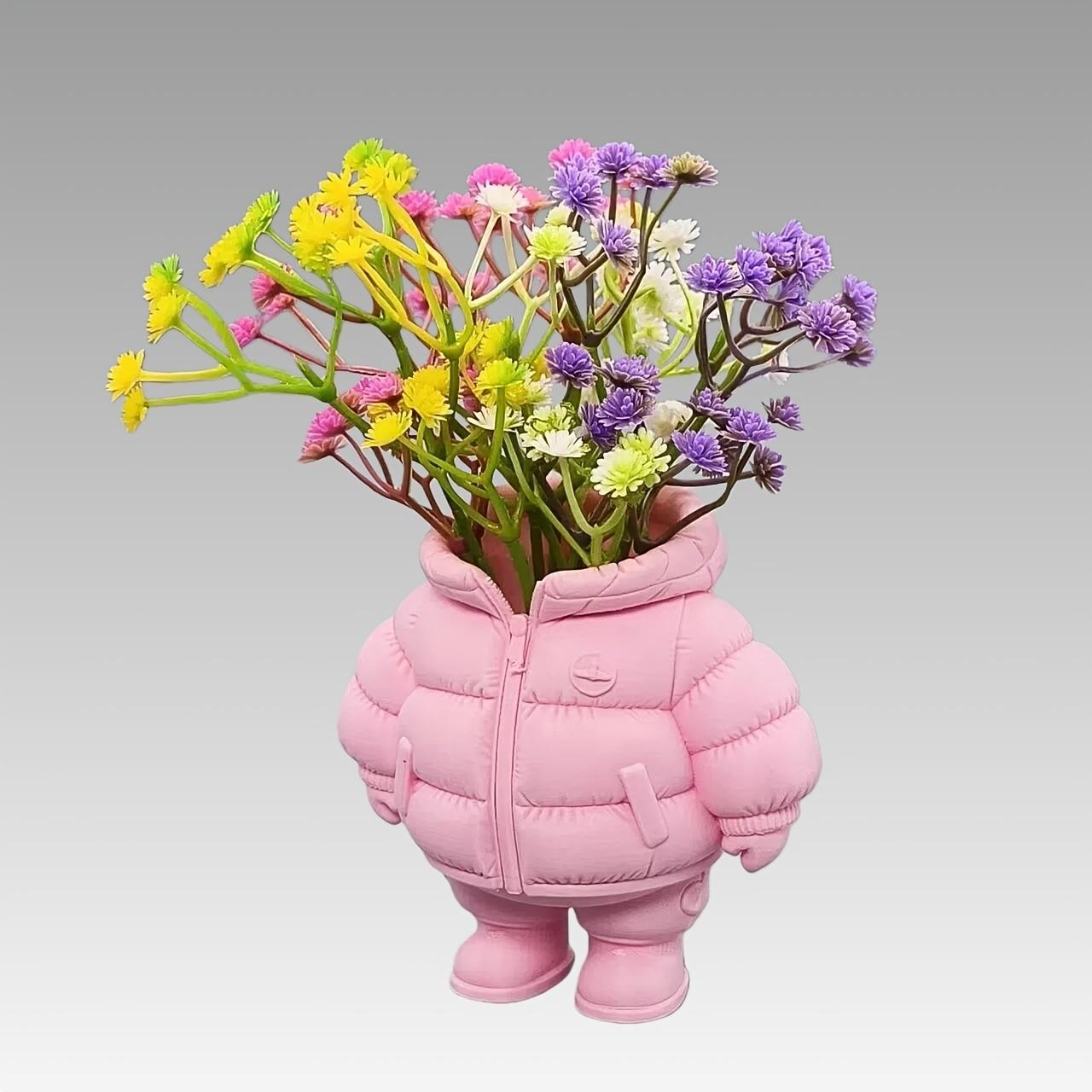 3D Printed Down Jacket Desk Organizer, Pencil Holder, Dried Flower Vase, Realistic Fun Design, Adds Atmosphere to Your Desk