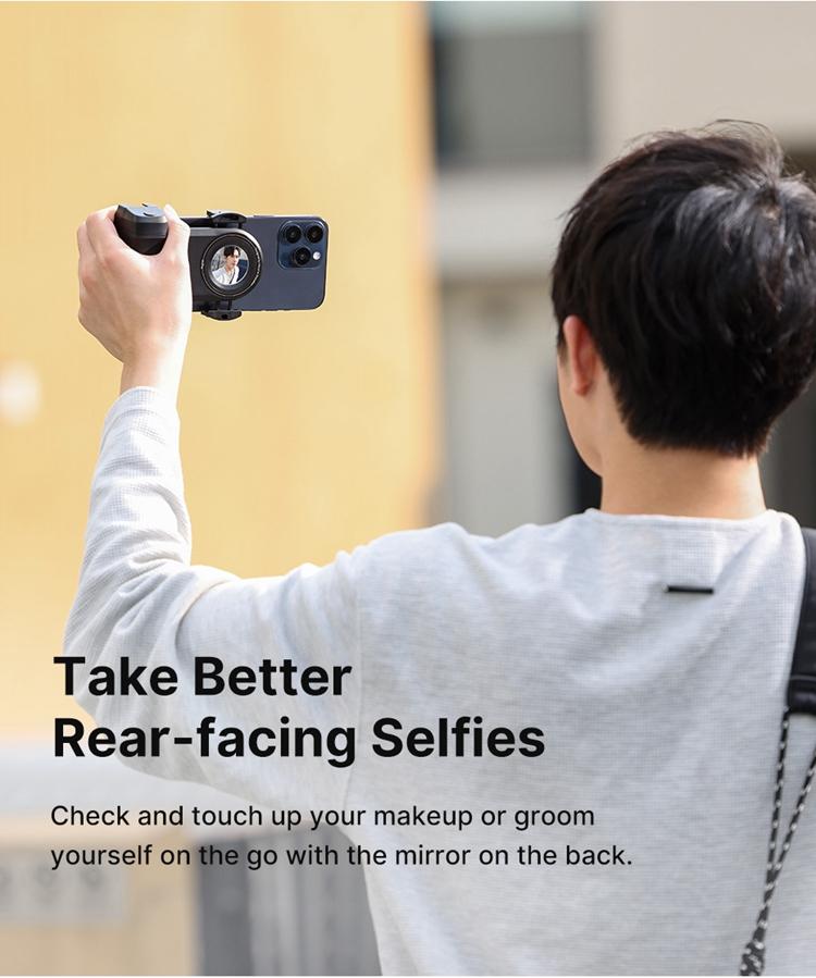 ULANZI Selfie Phone Tripod Mount MA35, 2-in-1 Magnetic & Phone Clip Camera Grip Handle Holder with Detachable Remote Shutter with Cold Shoe Adapter for Smartphone Video Shooting