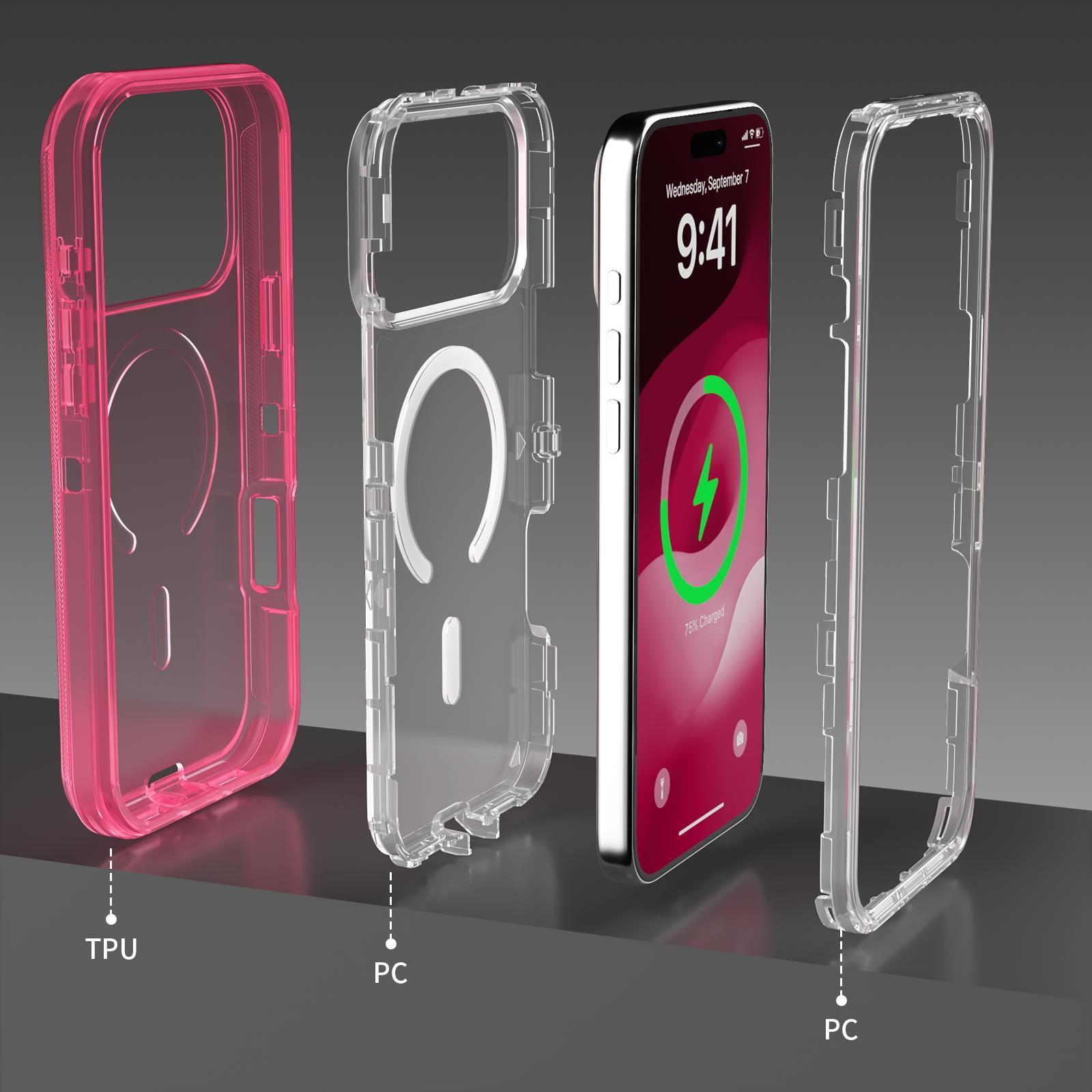 Chic Aesthetic Magnetic Clear Phone Case for iPhone 17 16 15 14 13 Series - 3-in-1 Dual Layer Heavy Duty Motif with Advanced Shockproof Protection and Secure Alignment, Premium Everyday Cover, Perfect for Daily Work, Outdoor Travel & Lifestyle Styling