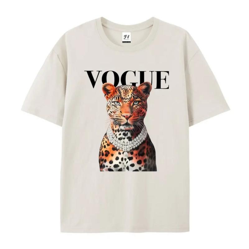 Fashionable leopard print T-shirt Casual women's clothing Streetwear
