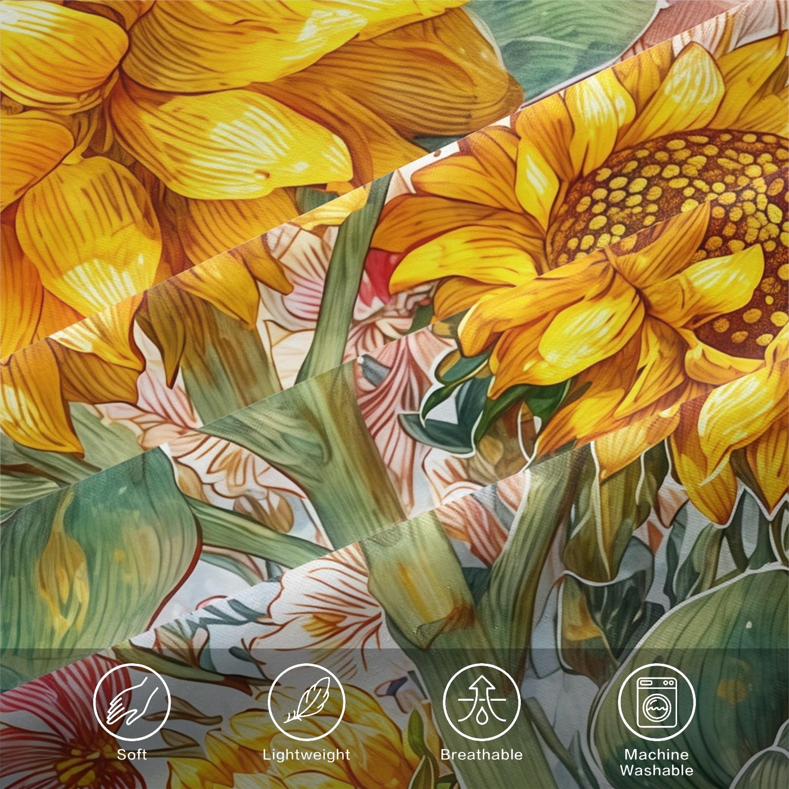 3-Piece Sunflower Patterned Bed Sheet Set, Soft And Durable Bedding Set, Including 1 Bed Sheet And 2 Pillowcases, Suitable For Children And Adults For Daily Holiday Birthday Gifts, Bedroom Decorations