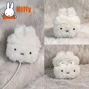 Kawaii Miffy AirPods Case Cute Rabbit Plush Earphone Cover Soft Fluffy Cozy Protective Shell Apple AirPods Pro 3 4 2 1 Girl Gift