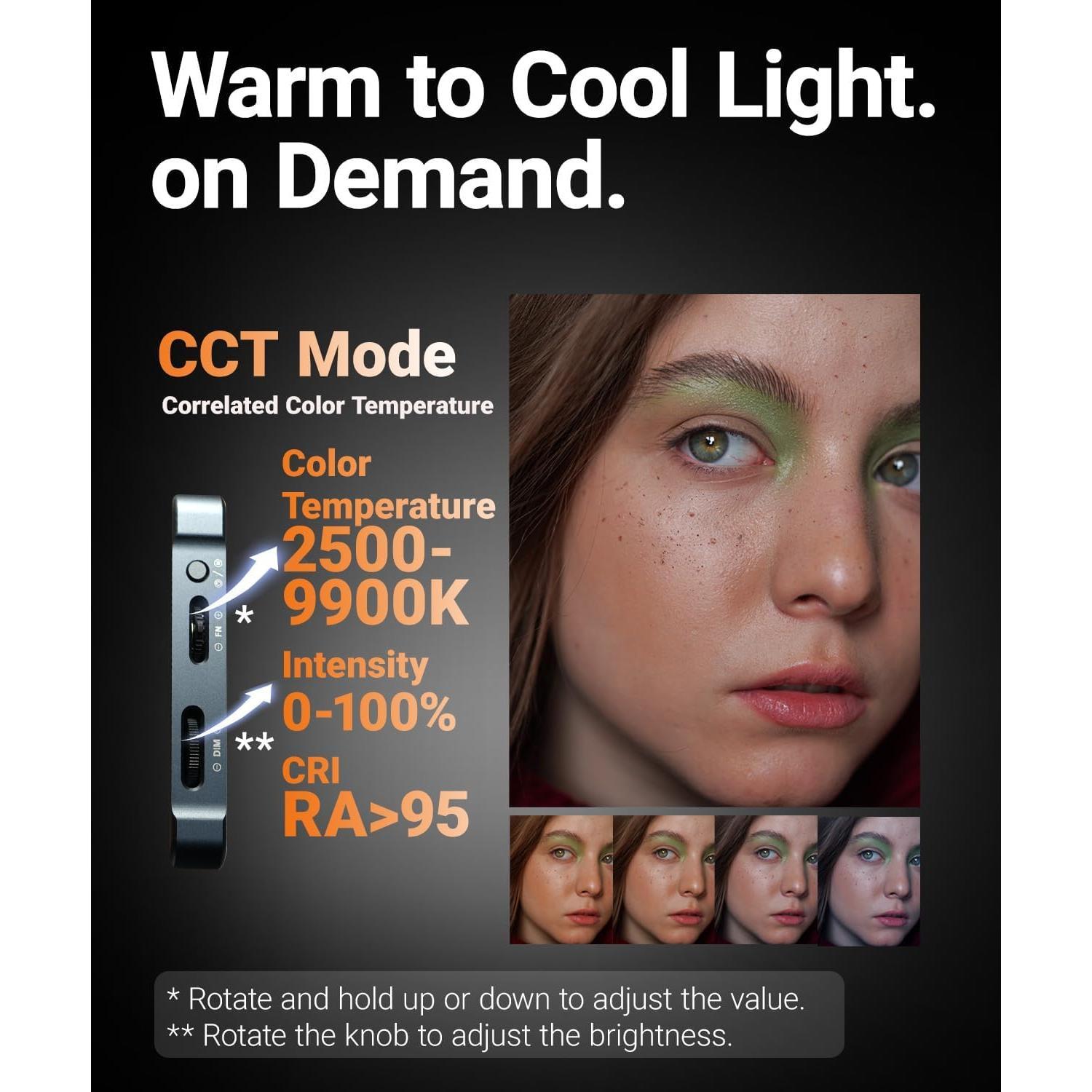 RGBWW Video Light (Ultra-Thin 4000mAh 2500-9900K Soft Diffuser CRI 95+) Portable LED RGB Video Light Panel for Photographer, Content Creator