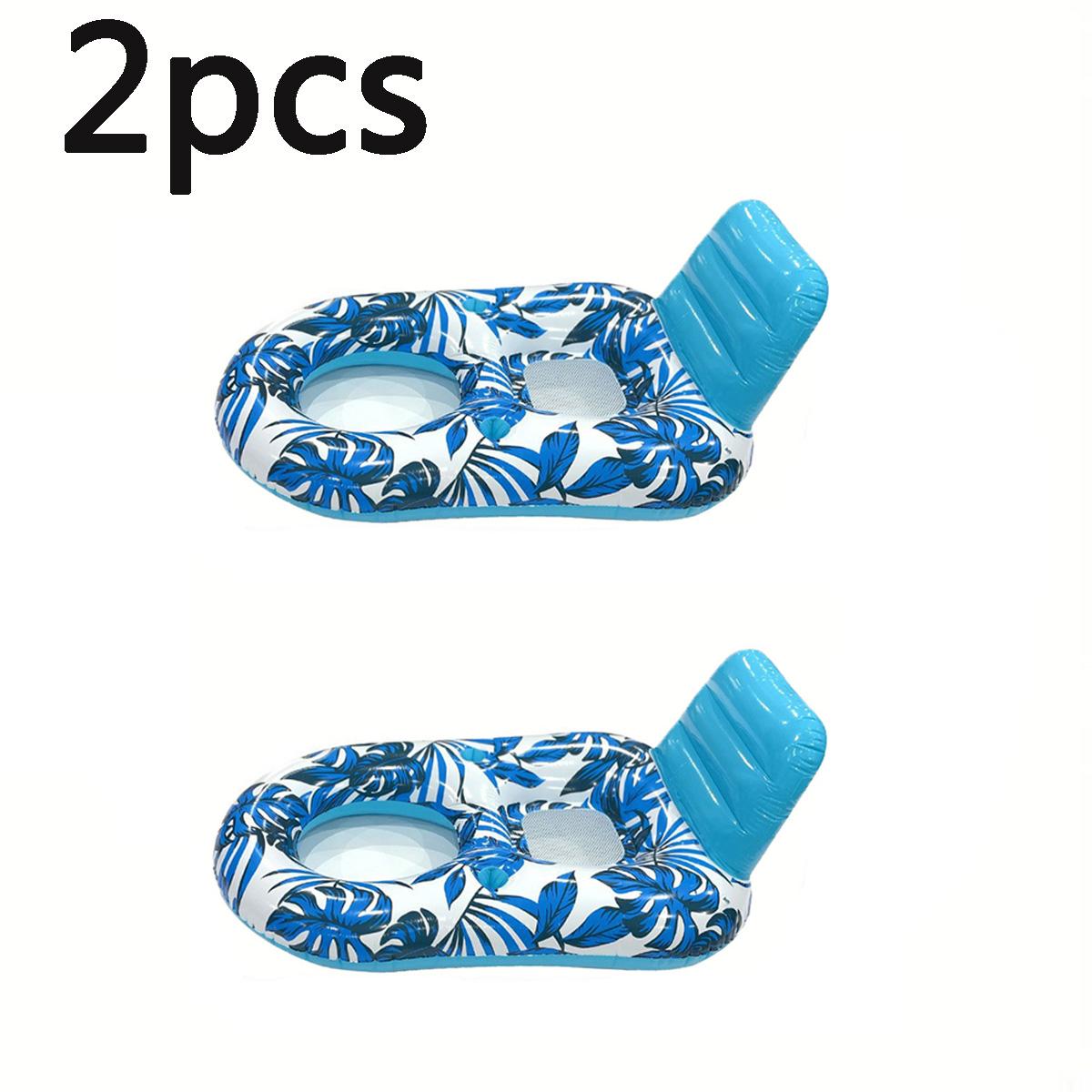 Leaf Pattern Floating Lounger Chair, Inflatable Cup Holder Pool Float Bed, Perfect for Pool Parties, Comfortable and Relaxing