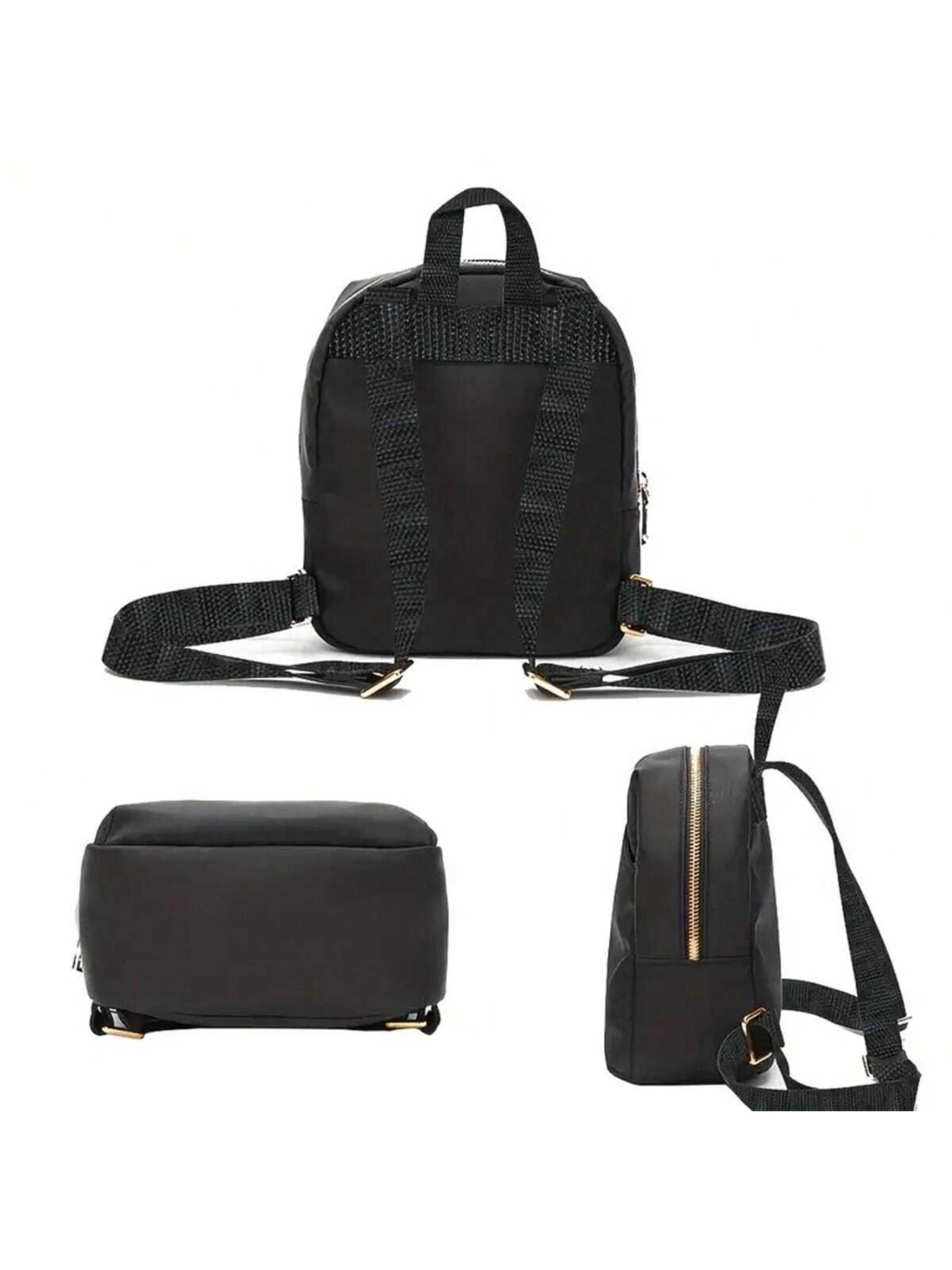 Fashion Floral Letter Backpack, Perfect for Casual Travel and School, Small Floral Letter Print, Convenient Zipper, Daily Use, Shopping and Groceries