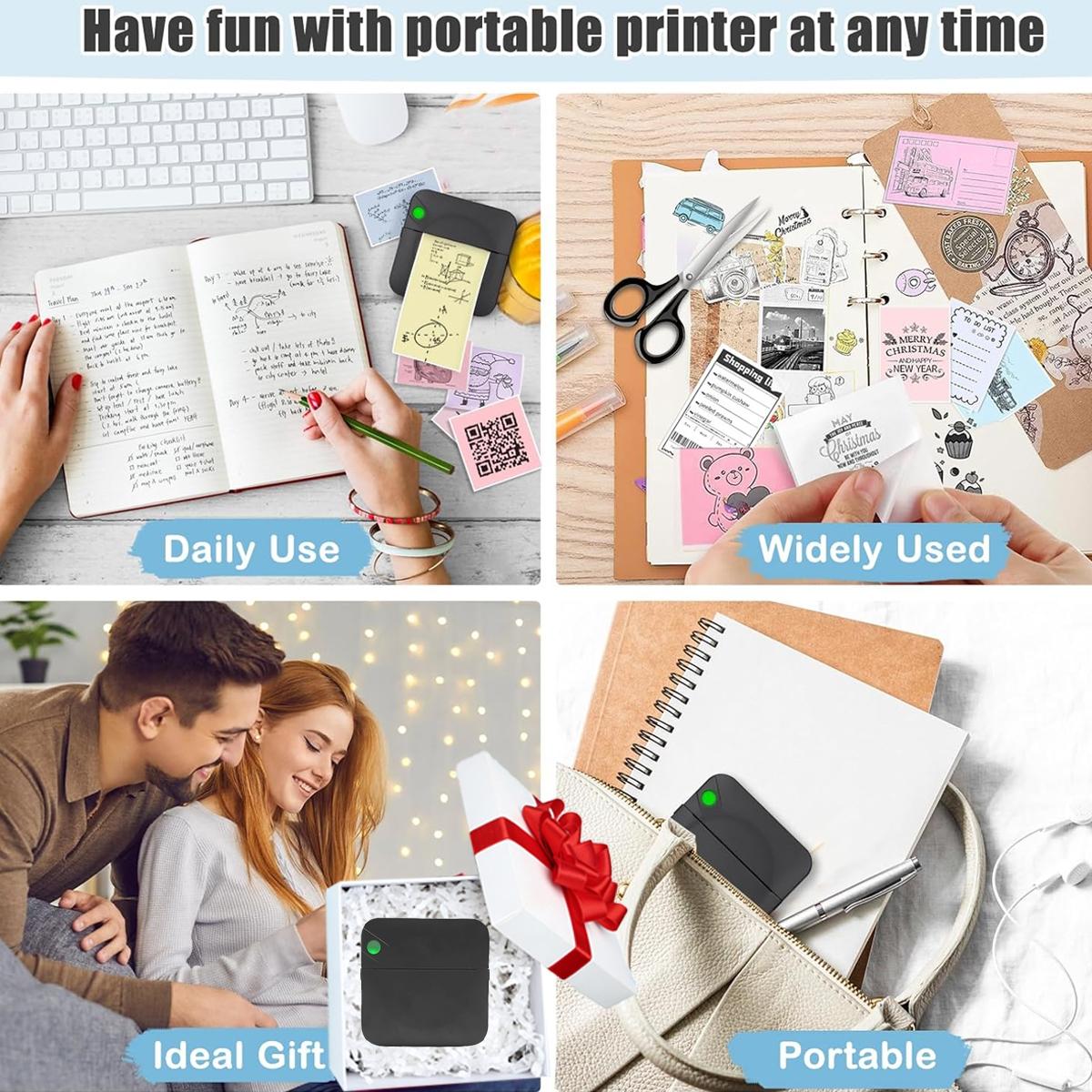 Mini Pocket Printer Mini Sticker Printer, Inkless Sticker Maker, Portable Thermal Printer for Notes, Photos, Stickers, Labels, Notes, Wireless Thermal Printer