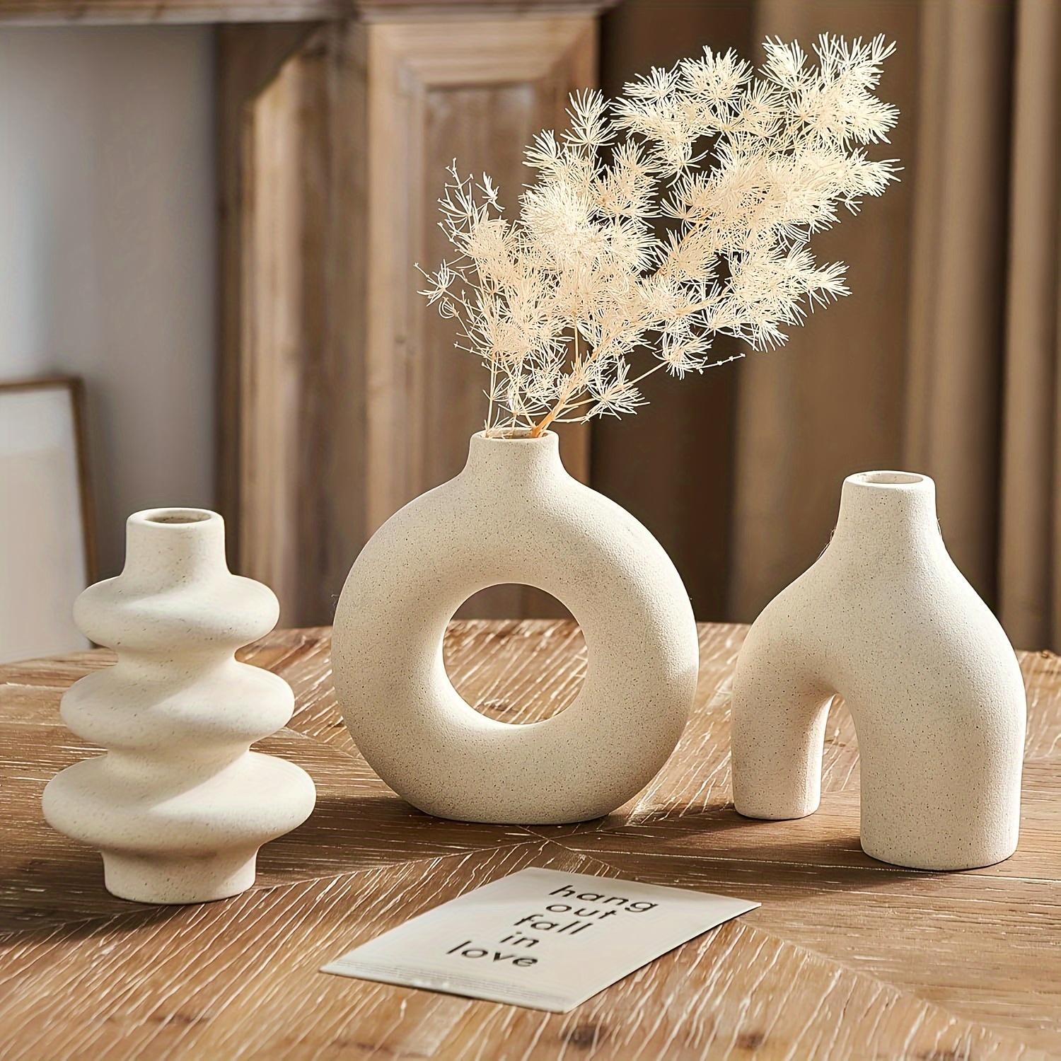 Set of 3 Bohemian ceramic vase set, decorative vase ornaments, wedding living room, bedroom, coffee shop, dining table decoration gifts
