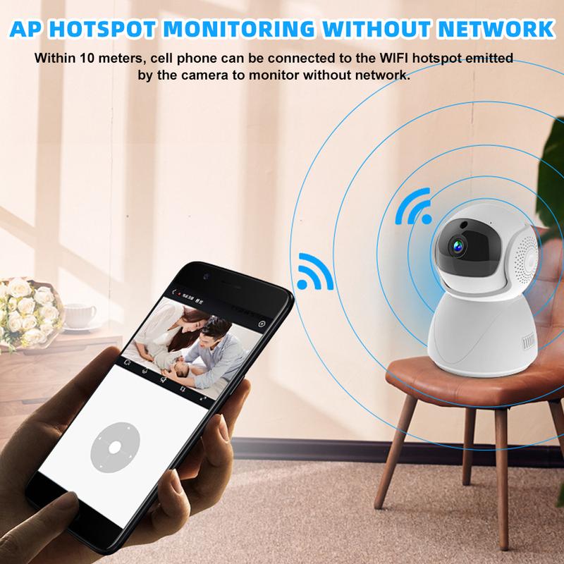 Indoor Pan/Tilt Smart Dog Security Camera, 1080p HD,2.4GHz with Night Vision,Motion Detection for Children and Pet Monitor, Cloud & SD Card Storage, Works with Alexa& Google Home, White