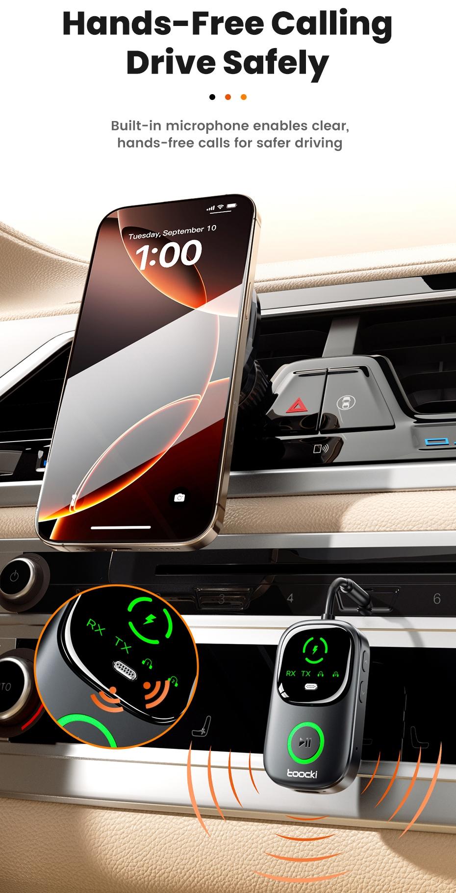 Toocki Bluetooth 5.4 Audio Reciever Transmitter RT/TX 2 In 1 3.5mm AUX Dual Device Adapter for TV Earphones Cars Airplane Car LED Display 3.5mm Jack AUX Bluetooth Dongle Toocki Bluetooth 5.4 Audio Reciever Transmitter RT/TX 2 In 1 3.5mm AUX Dual Device Adapter for TV Earphones Cars Airplane Car LED Display 3.5mm Jack AUX Bluetooth Dongle