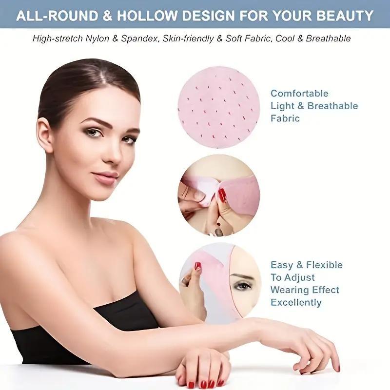 Reusable Facial Lift Bandage Set, Face Lifting Strap, V-Line Face Slimming, Face Jawline Shaper, Lymph Contour Brush Massager, Skin Tightening, Ergonomic Design, Precision Fit