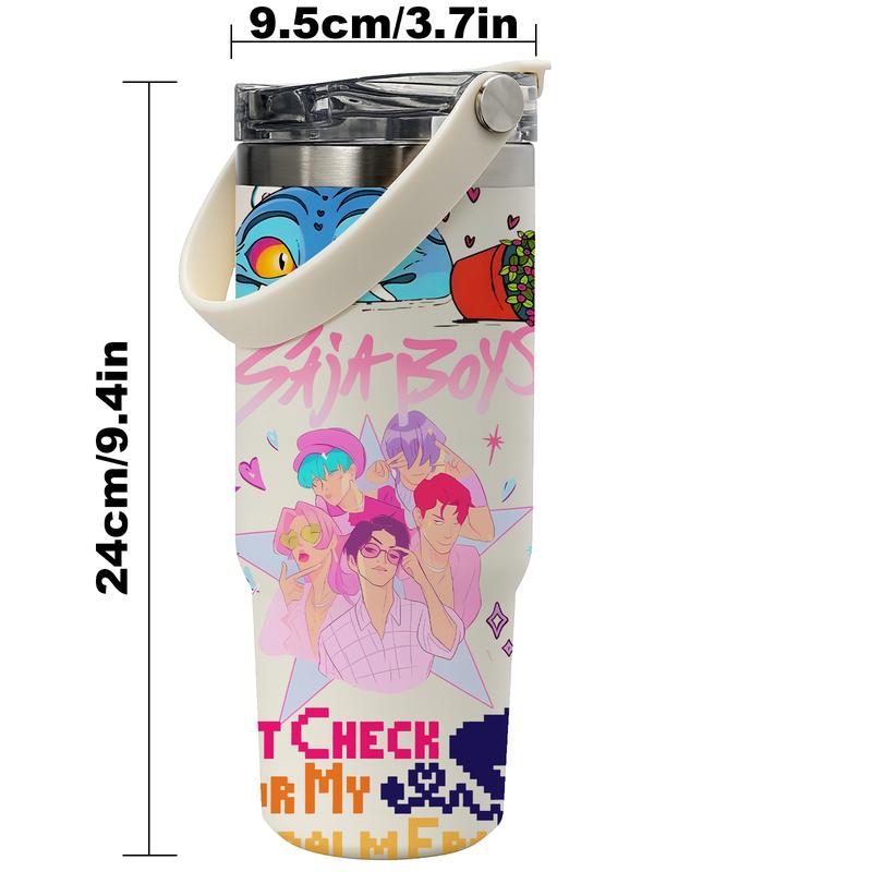 Auracup 1pc 30oz Stainless Steel Insulated Tumbler, KPop Demon Hunters, with Lid and Straw, Keep Hot 12H/Cold 24H, Great for School, Travel or Coffee, Fun Gift for Teens or Pop Culture Fans, Halloween, family cookware, themed event decoration, party props