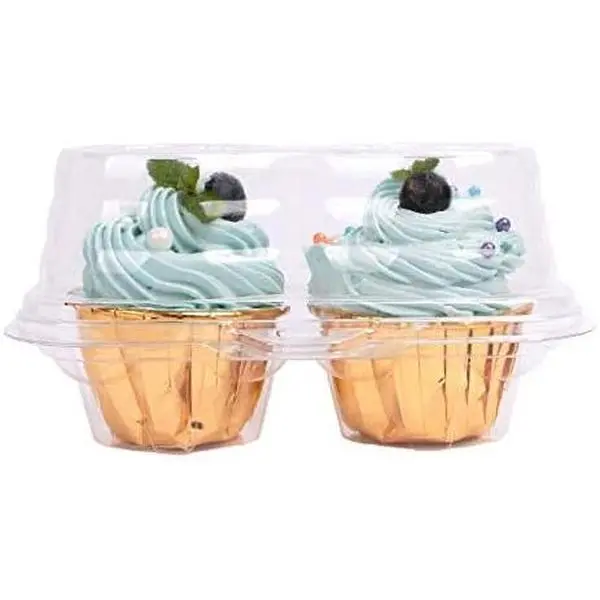 2 Count Cupcake Containers with Hinged Airtight , 25 Pack Clear Plastic Cupcake Boxes, Stackable Single Cupcake Holders for Frosted Cupcakes or Muffins
