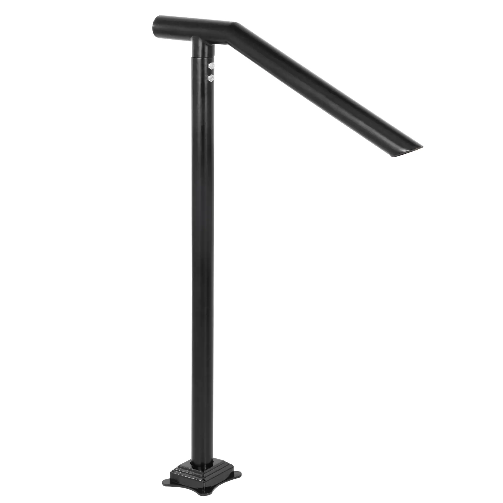 3Ft Step Railing, Iron Stair Handrail Floor Mounted Sturdy Black Arched Handrails for Outdoor Indoor Steps Fits 2 to 3 Steps