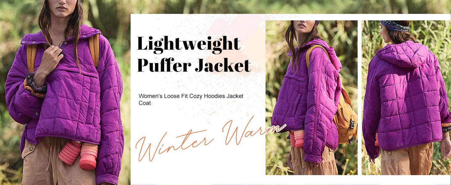 Alternate detail look for Women's Oversized Hooded Long-Sleeve Puffer Jacket