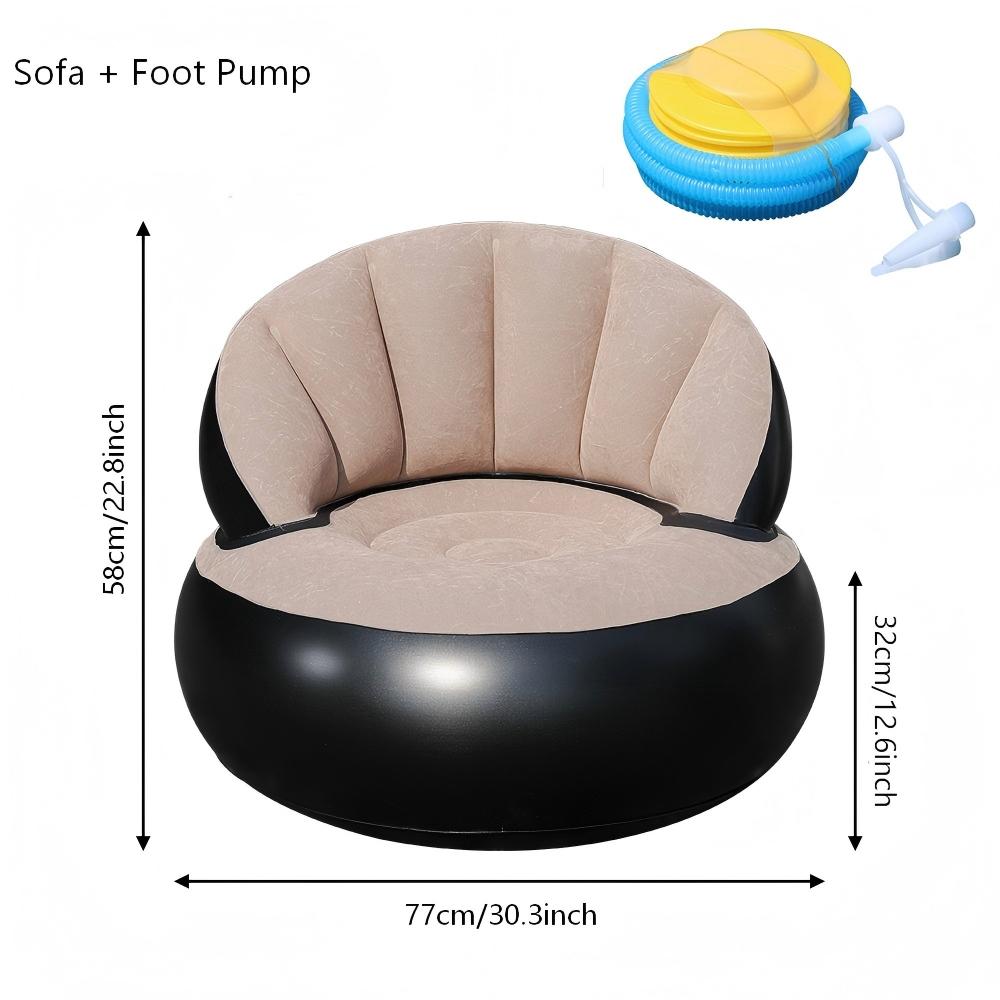 1 Person Portable Inflatable Lazy Sofa, Foldable Air Cushion Couch with Foot Pump, Space-Saving Modern Lounge Chair for Indoor Outdoor Use, Ideal for Camping, Dorm, Apartment, Easy Storage & Transport, Various Colors