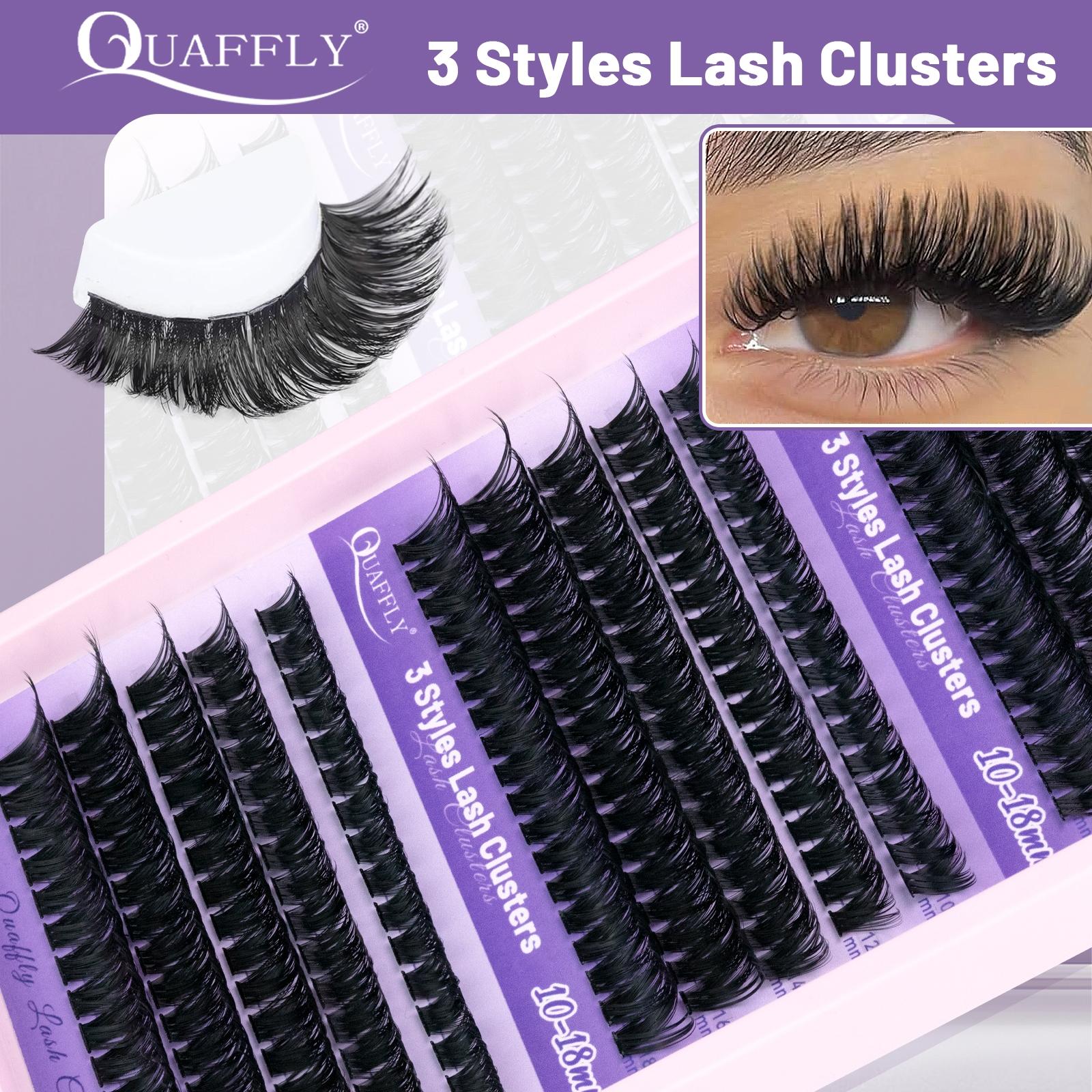 Eyelash Extension Kit, 870 Cluster 10-100D D Curl 10-18mm DIY Eyelash Extension Kit with 3 Trays Of Lashes, Lash Bond & Seal, Lash Remover, Cleansing Mousse, 2 Cleansing Brushes, Lash Tweezer, Cosmetic