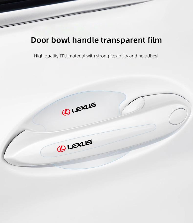 8Pcs Transparent Car Emblem Door Handle Protector Stickers Protection Film Accessories For Lexus IS500 LS460 RC200 LM300 RX450 LX NX350h LC UX CT RZ450e RC300 GX400 GS200t GS300h LS600 RX300 TX LBX HS250