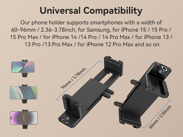 SmallRig Phone Tripod Mount, Anti-Pinch Smartphone Holder, Phone Clamp with 2 Cold Shoe Mounts, Vertical and Horizontal Phone Clip Tripod Attachment, for iPhone, Samsung 4366