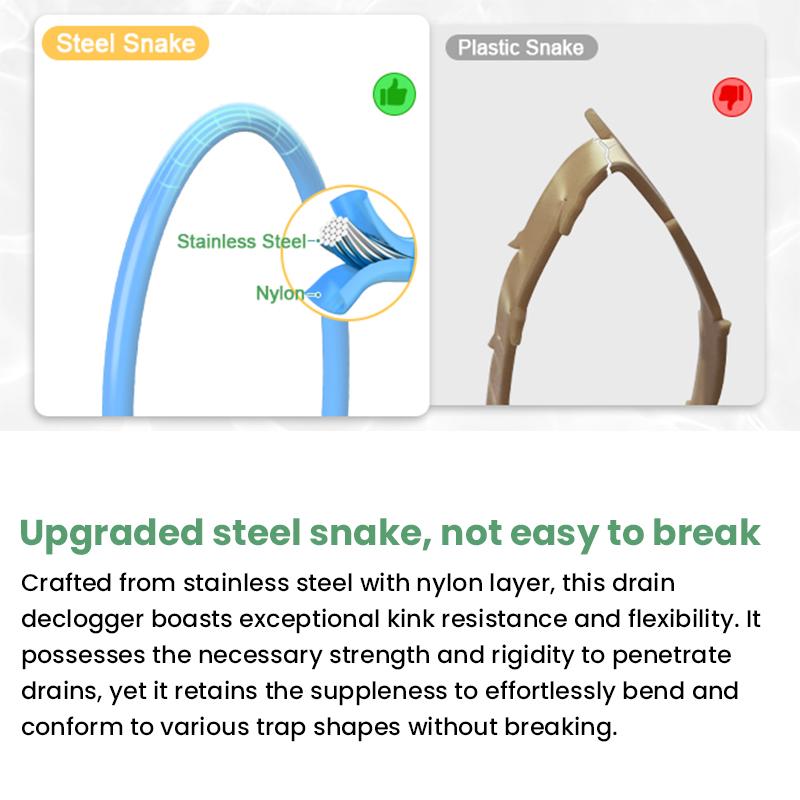 3 Pack Collection 50 Inch Drain Snake Hair Drain Clog Remover Unbreakable Metal Sink Snake Drain Hair Removal Tool, Long/Flexible/Thin Drain Cleaner Tool to Unclog Bathroom Sink, Tub, Shower 3 Pack Collection 50 Inch Drain Snake Hair Drain Clog Remover Unbreakable Metal Sink Snake Drain Hair Removal Tool, Long/Flexible/Thin Drain Cleaner Tool to Unclog Bathroom Sink, Tub, Shower