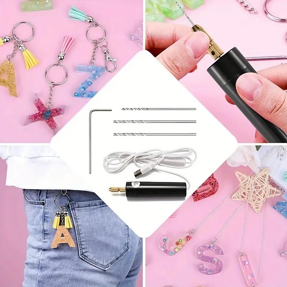 Usb micro drill & Engraver Kit, multi-function Electric Grinding Pen for Jewelry, Wood, Metal, pcb diy polishing. Includes 5 Diamond Ceramic Bits, Aluminum Alloy Anti-Slip Mini Tool for crafting & Repair.