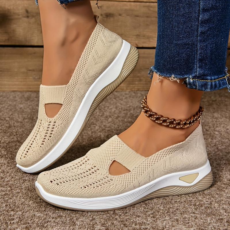 Rain Core Women's Cut-out Sneakers Casual Breathable Slip On Walking Shoes Lightweight Outdoor Flat Shoes for Girl