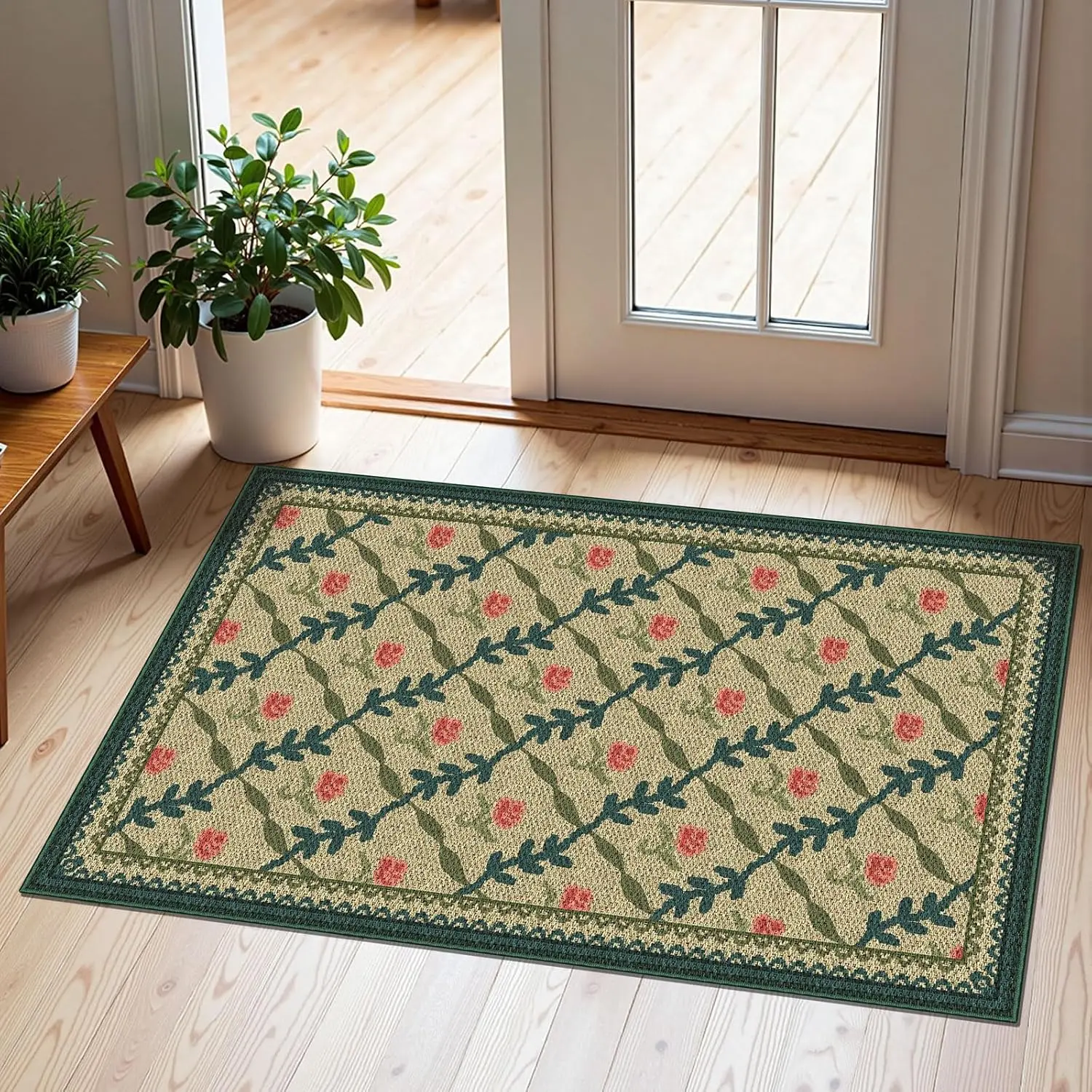 Rose Vine - Khaki / Green /Olive / Coral