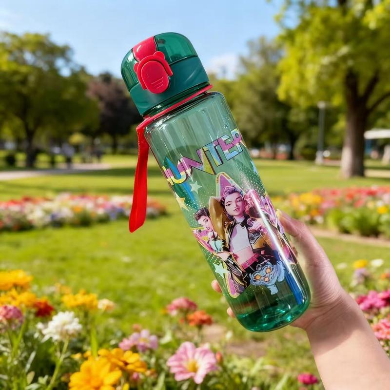 Reusable Hard Plastic Water Bottle with Lid and Straw, 700ML Eco-Friendly Alternative, Perfect for School, Travel, Halloween Party Props