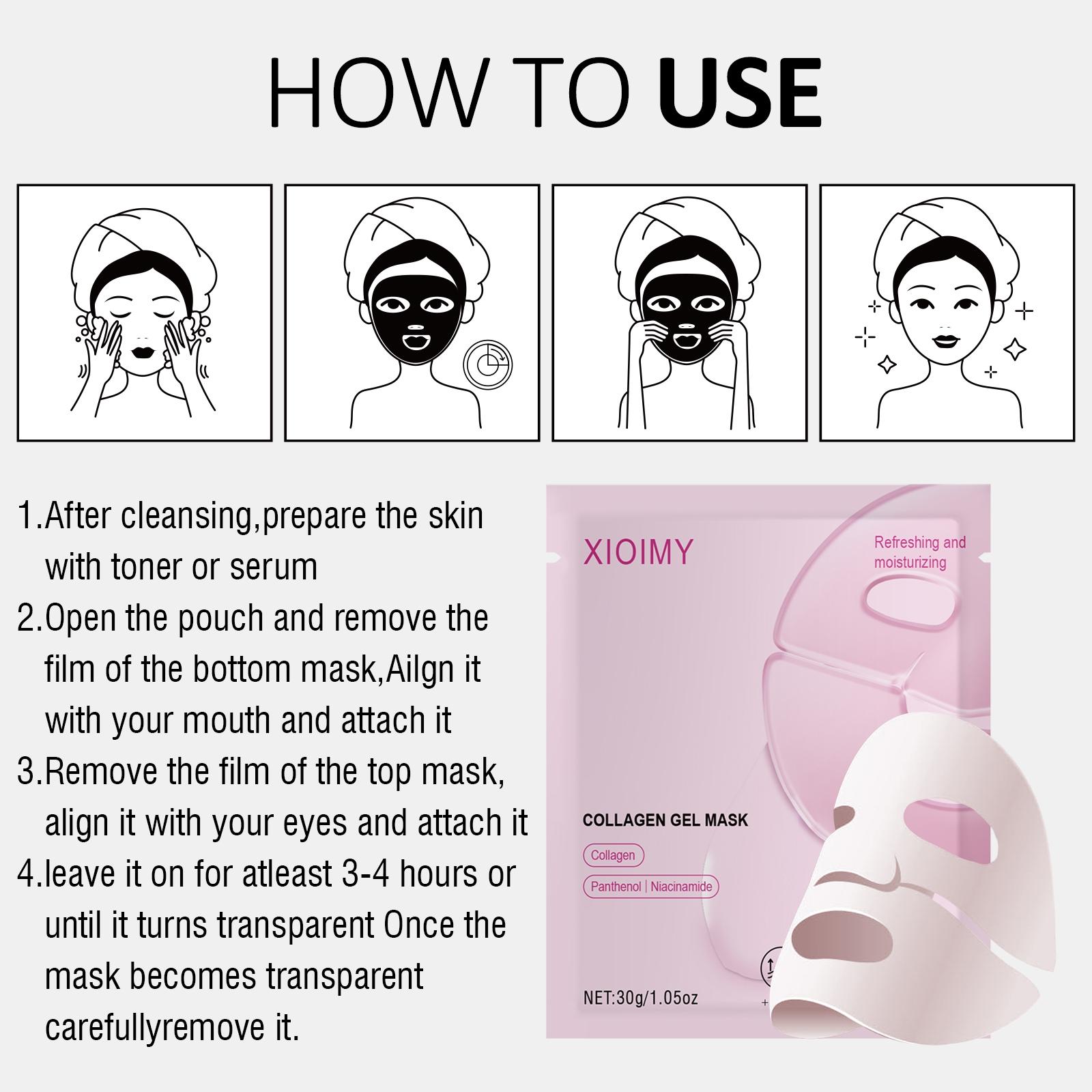 8pcs Collagen & Niacinamide Hydrating Masks, Tightening, Brightening, Moisturizing, Improves Skin Tone, Long-Lasting Care, Collagen Hydrogel Mask