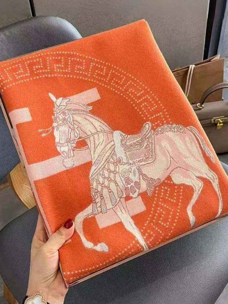 1 autumn and winter retro high-end checkered jacquard knitted warm and cold resistant scarf, cartoon animal horse design, thick warm and cold resistant, unisex, fashionable daily accessory, perfect holiday gift