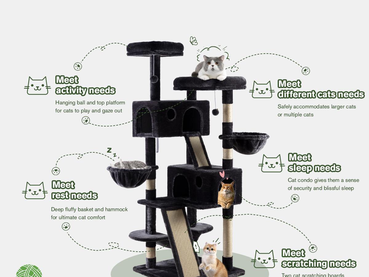 MUTICOR 65in Multi-Level Cat Tree Tower for Indoor Big Cats with Cozy Plush Perches,Cat Condo,Sisal Scratching Posts & Hammock and Baskets#TikTokShopBlackFriday #ChristmasGifts MUTICOR 65in Multi-Level Cat Tree Tower for Indoor Big Cats with Cozy Plush Perches,Cat Condo,Sisal Scratching Posts & Hammock and Baskets#TikTokShopBlackFriday #ChristmasGifts