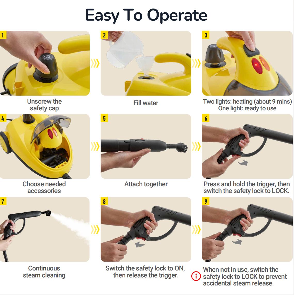 Steambot Steam Cleaner with High Pressure Steam, 2L Large Water Tank Capacity, 28 Accessories with storage case design, Heavy Duty Chemical-Free Deep Cleaning for House, Kitchen, Bathroom, Car, Multi-Purpose Cleaning, Steamer for Cleaning,Floor Steamer