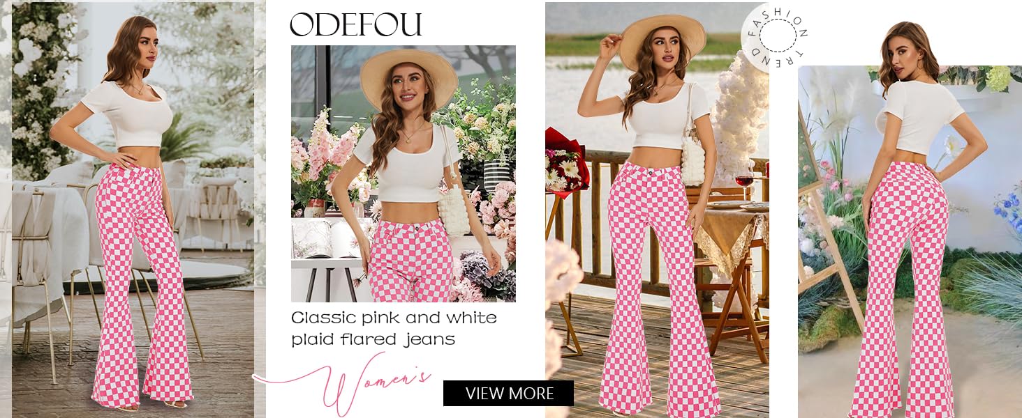 Odefou St. Patrick's Day Checkered Women’s Flare Jeans Spring Womeswear Stretchy Denim High Waist Plaid Bell Bottom Pants Football Game Outfit Slim Fit Retro Streetwear Y2K Party Casual Trouser Gifts for Wife Odefou St. Patrick's Day Checkered Women’s Flare Jeans Spring Womeswear Stretchy Denim High Waist Plaid Bell Bottom Pants Football Game Outfit Slim Fit Retro Streetwear Y2K Party Casual Trouser Gifts for Wife