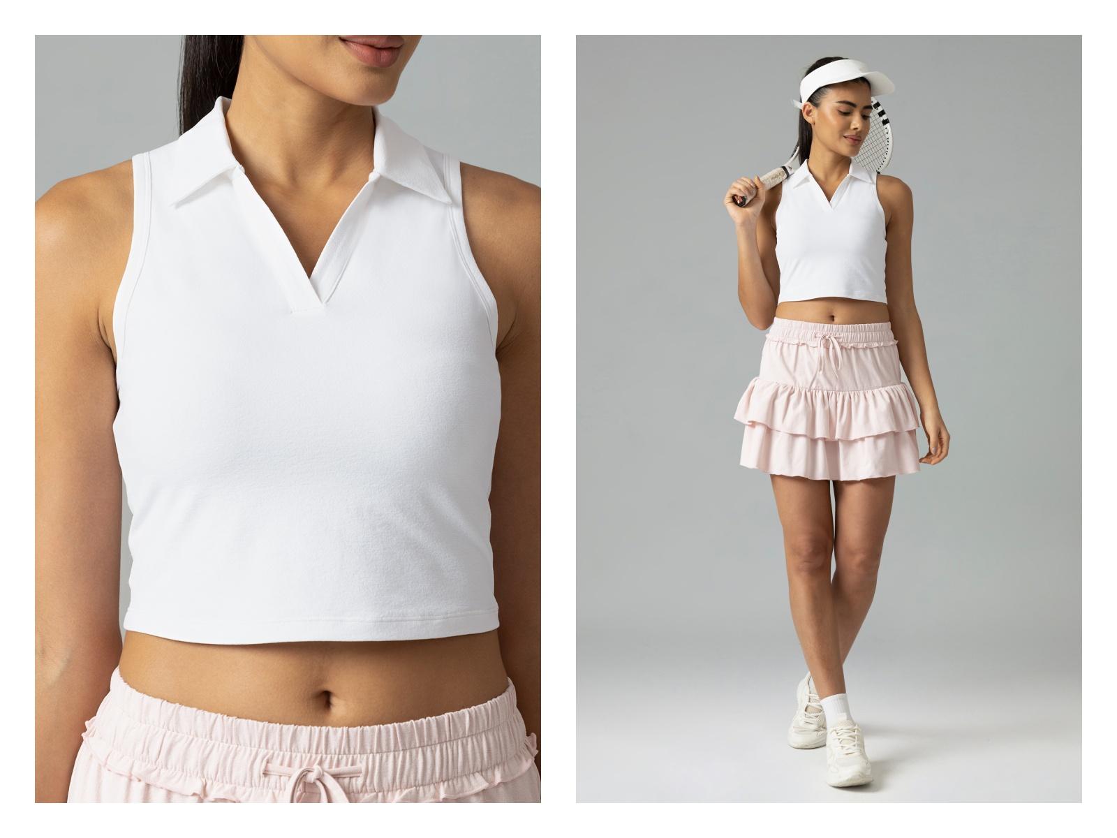 Colorfulkoala Women's Sorona Polo Tank Tops Slim-Fit Golf Crop Tops Sleeveless Tennis Casual Shirts