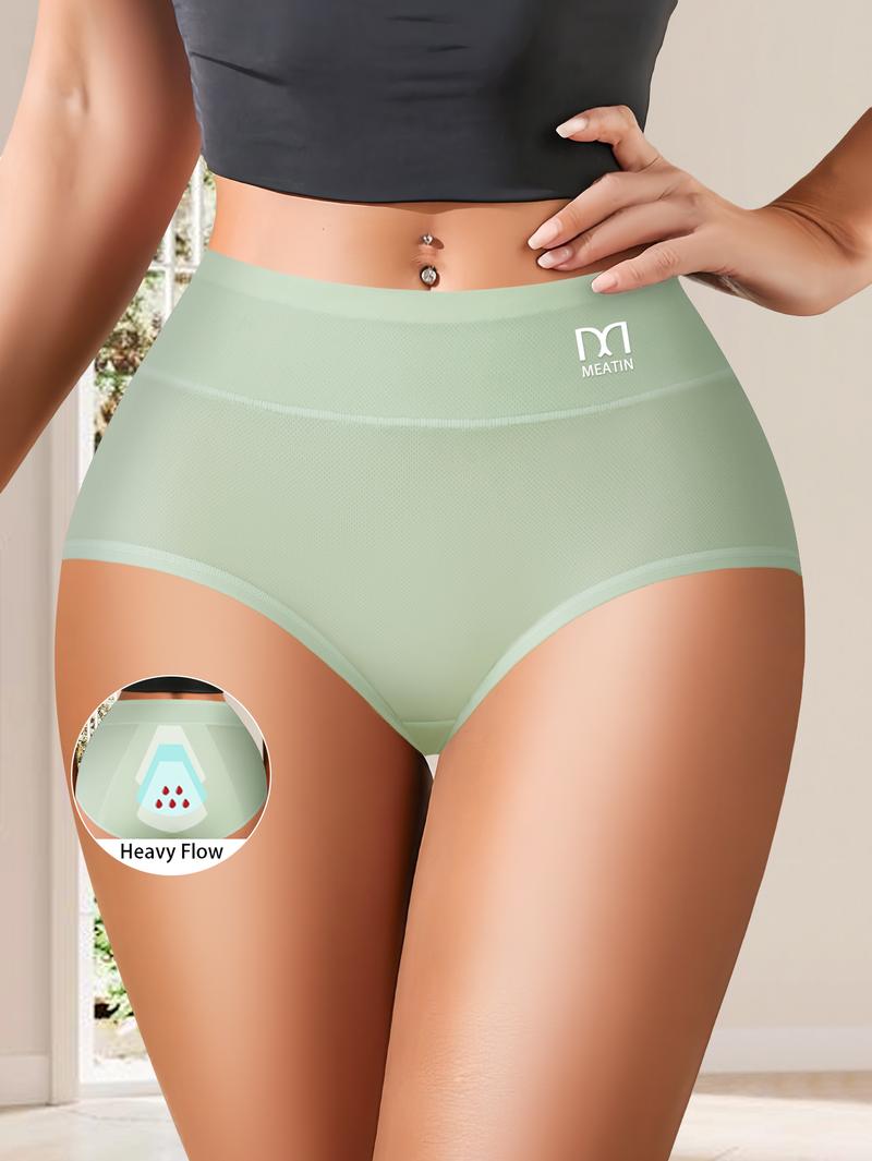 QUASTI 6 PCS Mid Waist Women'S Menstrual Pants, High Stretch Women Body Shaper Underwear, Solid Color Physiological Pants, Breathable Soft Stretchy Womenswear Briefs