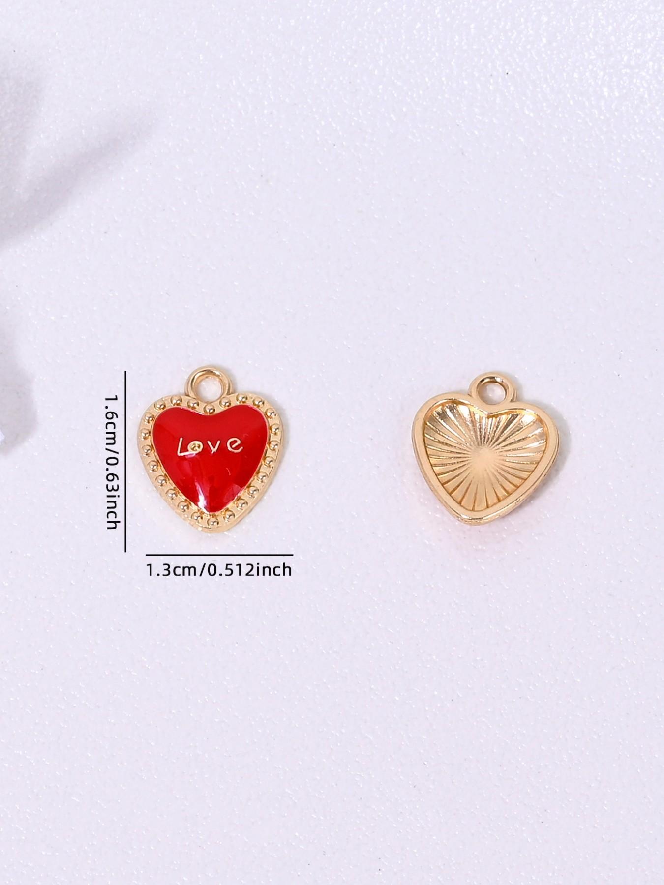 10 Fashionable Heart Charms, Perfect for DIY Jewelry Making, Ear Rings, Necklaces, Bracelets, Keychains, Valentine's Day, Mother's Day Accessories