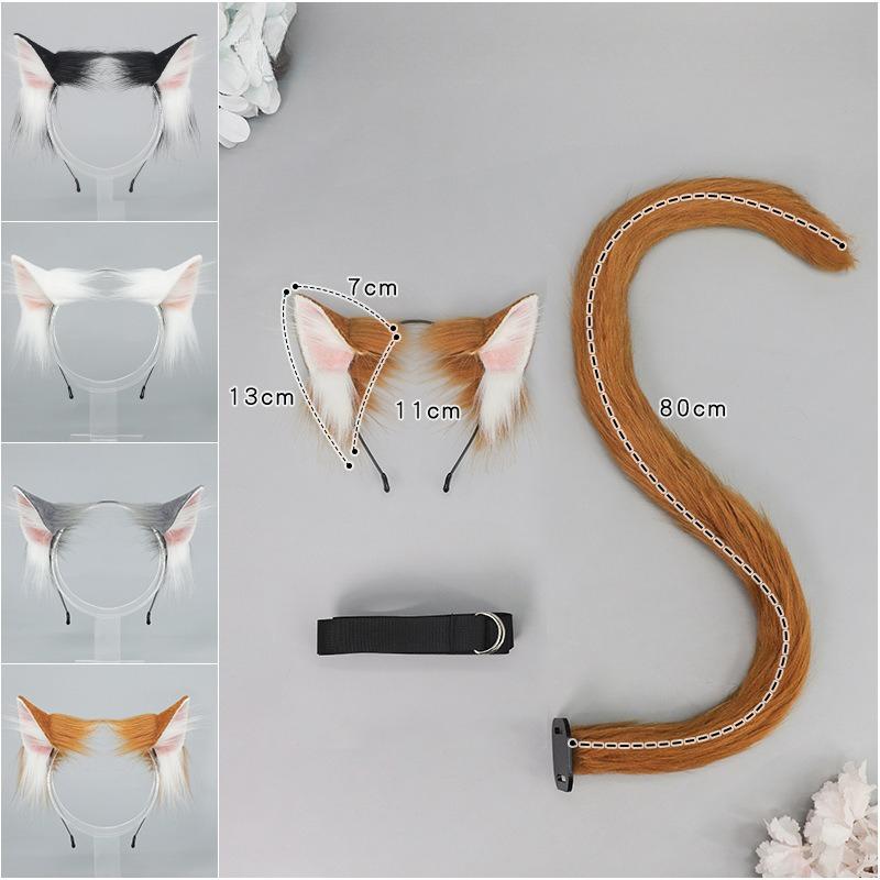 Realistic Cat Ear Headband  Tail Set  Handmade Plush Cosplay Kit for Anime Conventions  Halloween  Furry Costumes