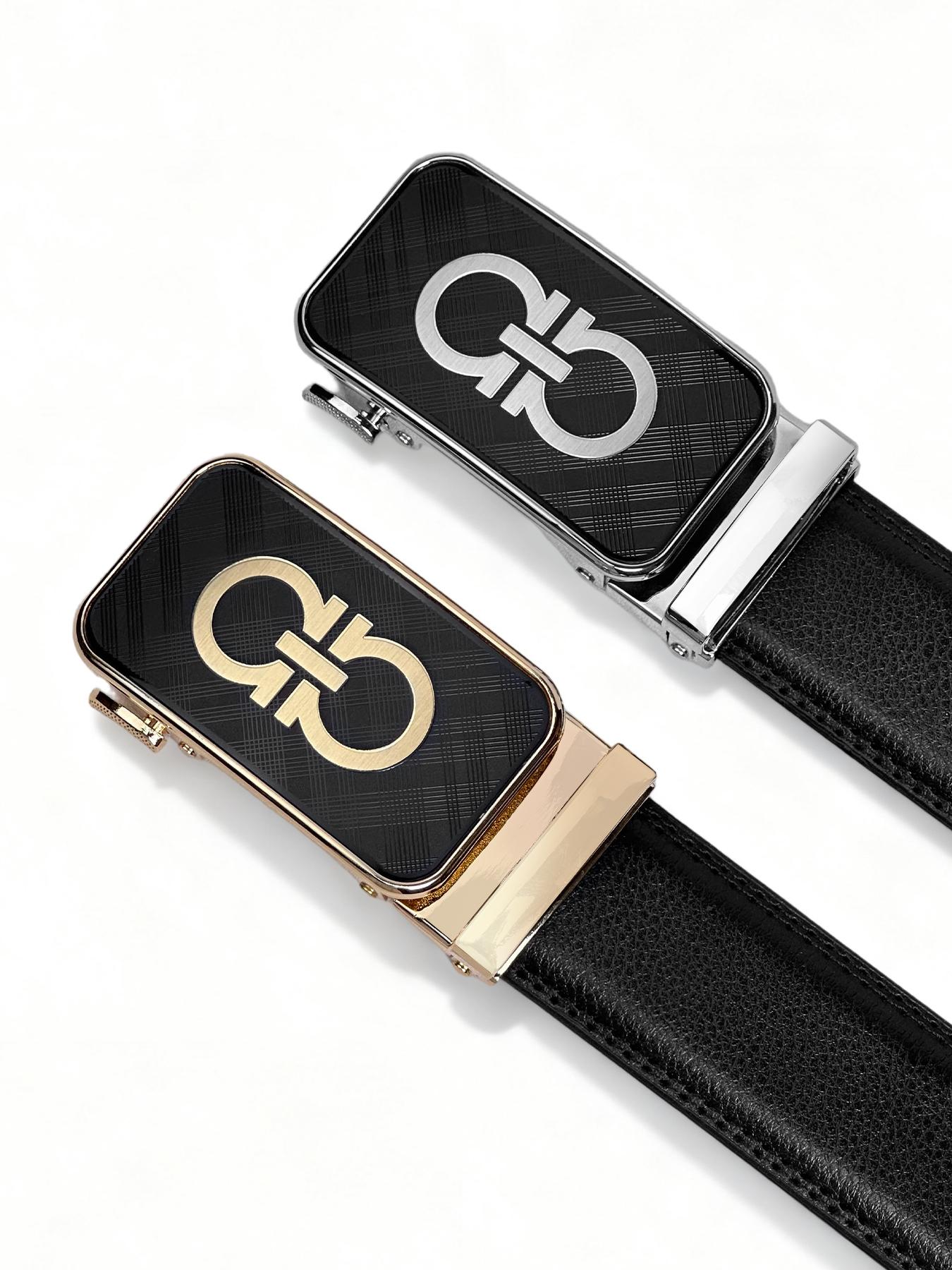 Men's New Belt Simple Alloy Buckle, High-grade Belt Automatic Buckle Pu Belt