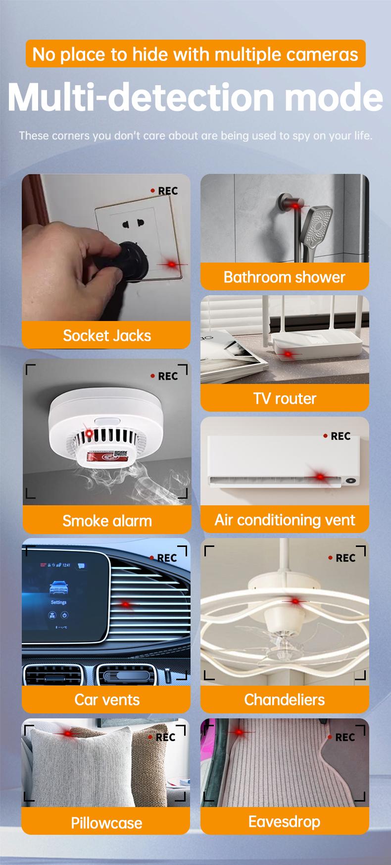 Hidden Camera Detectors ，GPS Tracker Detector with 5 Sensitivity Levels and Professional Modes for Office, Hotels, Bathroom Portable