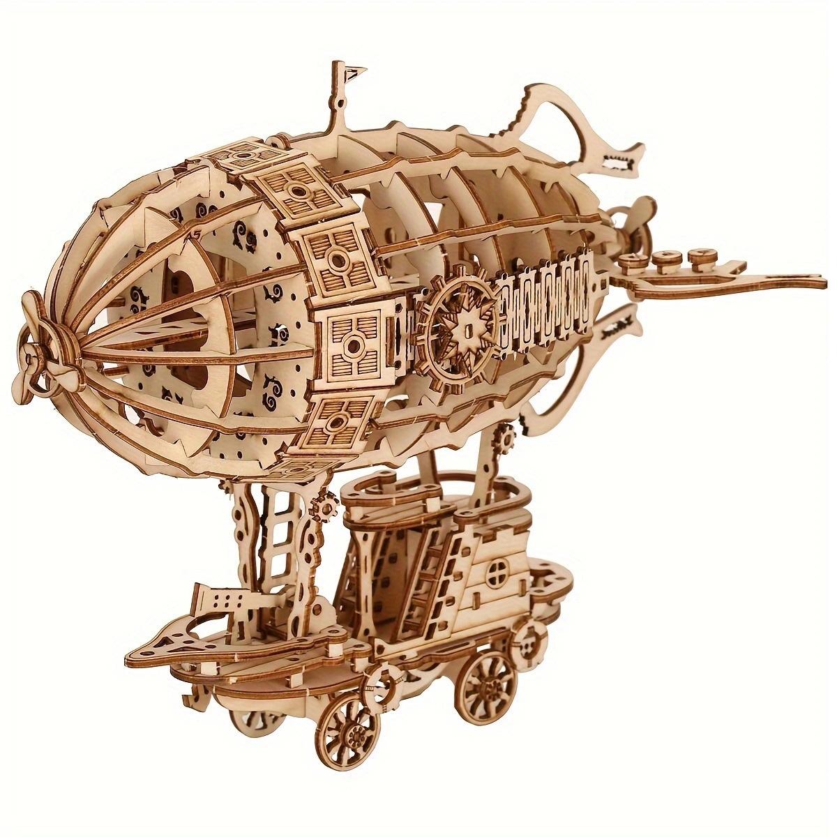 Wooden 3D Puzzle: Airship Model, DIY Assembled Building Toy