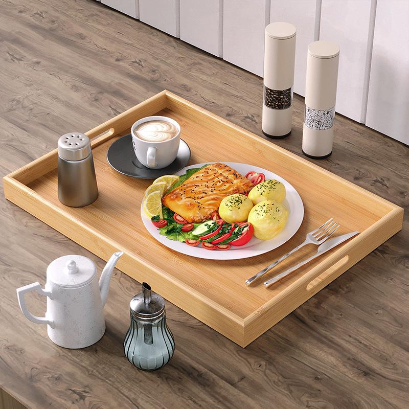 Flat Bamboo Rectangular Storage Tray, for Water Cup, Coffee Cup Storage, Hotel Restaurant Tea Set, Home Daily Plate, Tableware