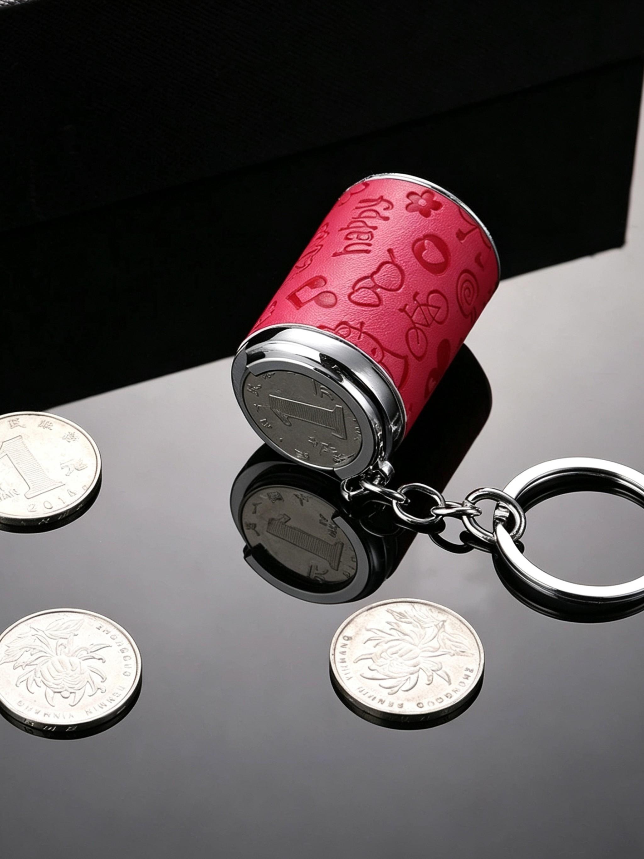 Creative Coin Holder Keychain, Fashionable Portable Change Container, Metal Coin Jar Key Ring, Unique Personalized Accessory, Gift Keychain