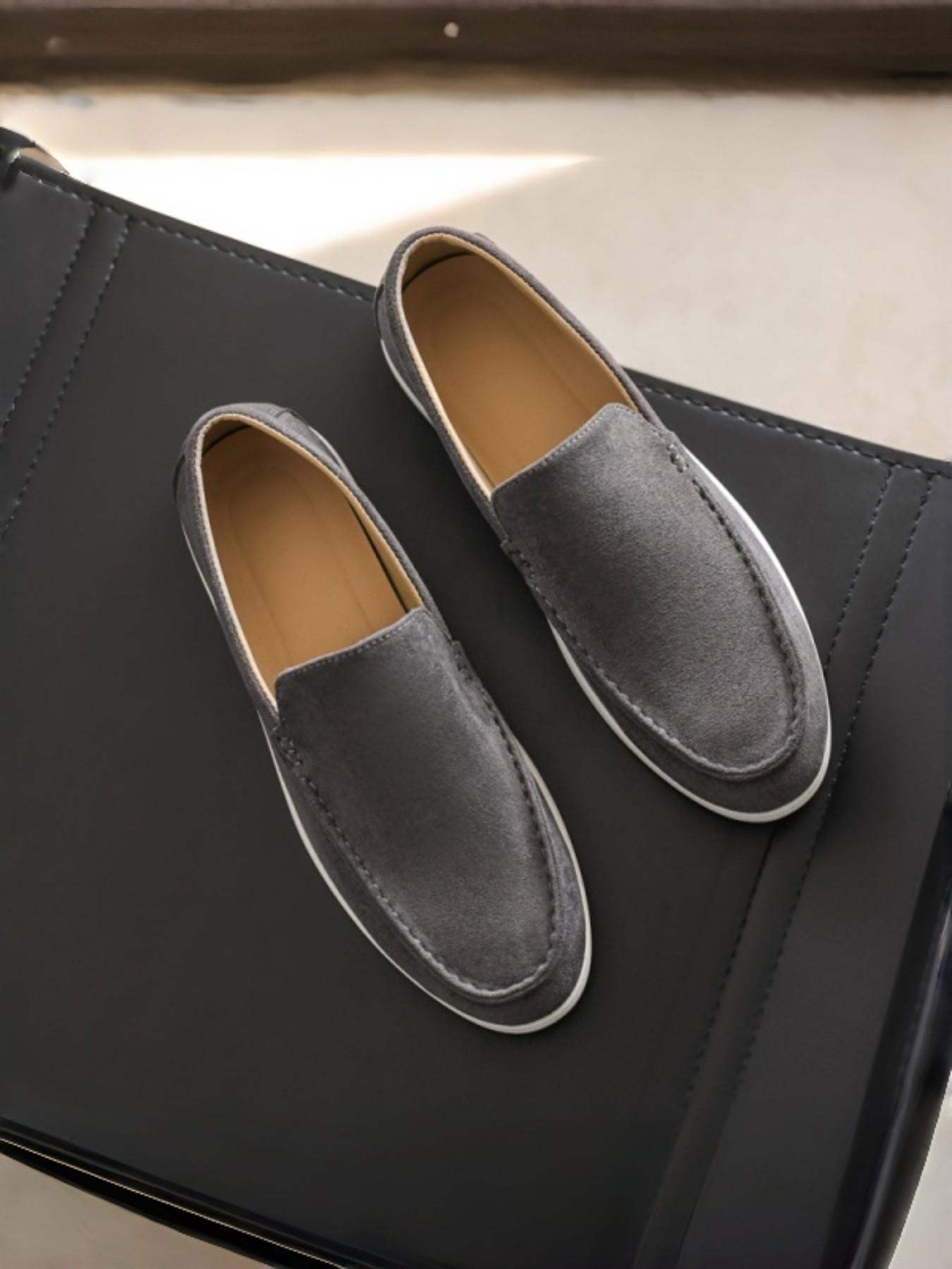 Men's Slip-On Casual Bean Shoes, Driving/at Home Wear, Suede Reverse + Lightweight Sole, Comfortable and Stylish Footwear