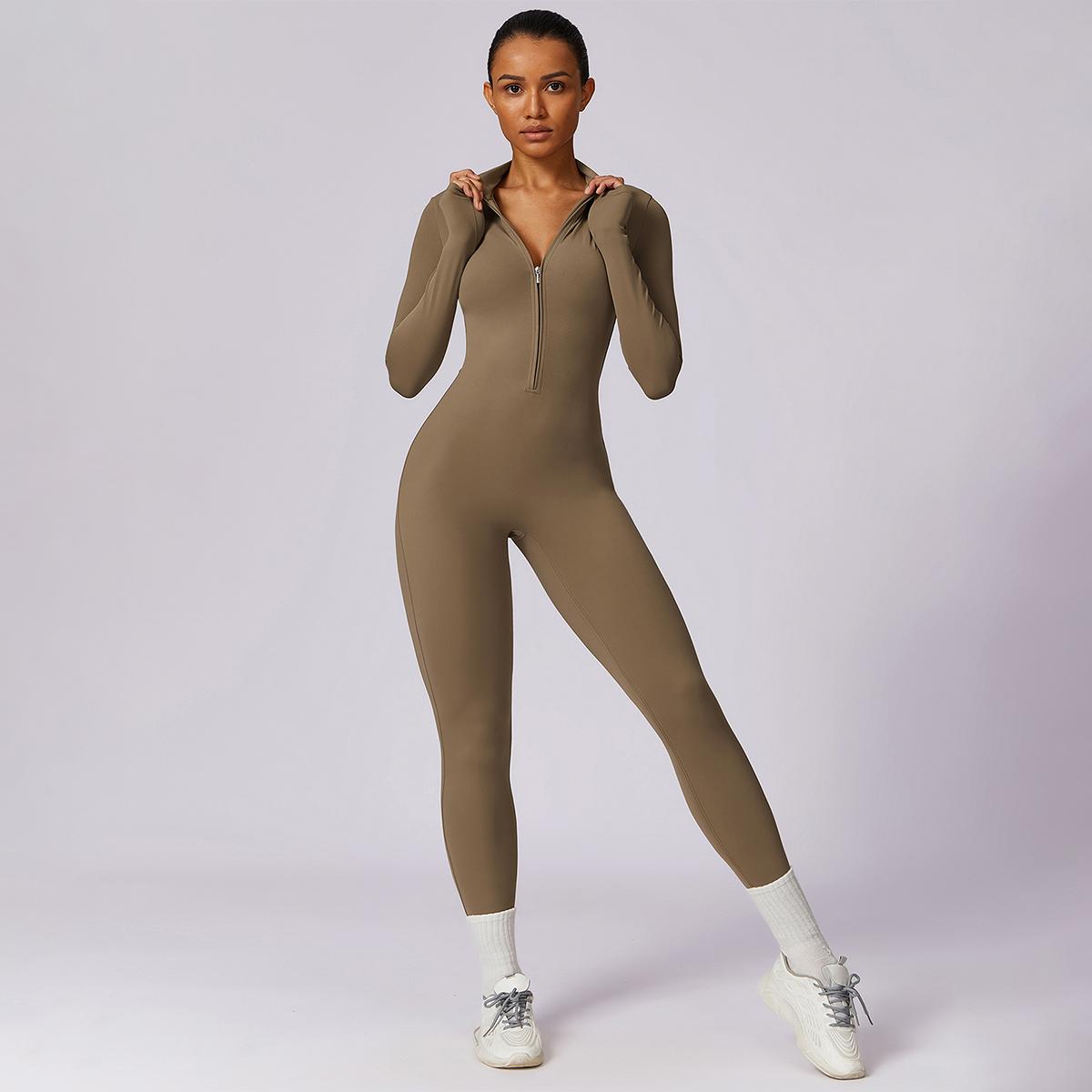 MASKERT Women's Long Sleeved Tummy Control Jumpsuit Comfortable Skin Friendly Stretchable Activewear for Workout Gym SpringStatements