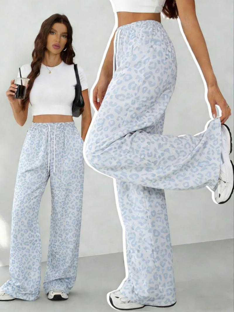 Women's Camo Printed Loose Long Pants with Pockets, Casual Drawstring Waist, Perfect for Spring Summer Fall, All Seasons Wear